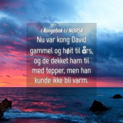 Picture 04 - 1 Kongebok 1:1 NORSK - Nu var kong David gammel og høit til års, og de - Bible Verse Picture