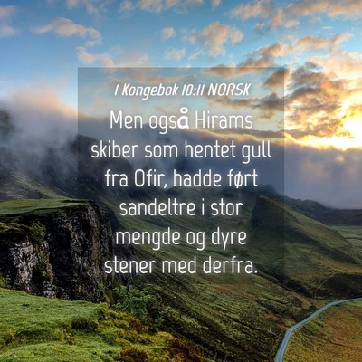 Picture 04 - 1 Kongebok 10:11 NORSK - Men også Hirams skiber som hentet gull fra Ofir, - Bible Verse Picture