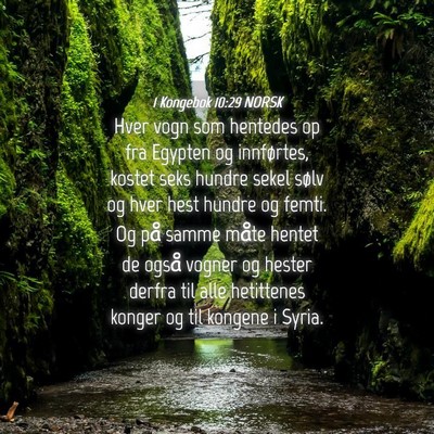 Picture 04 - 1 Kongebok 10:29 NORSK - Hver vogn som hentedes op fra Egypten og - Bible Verse Picture