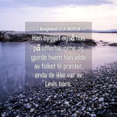 Picture 04 - 1 Kongebok 12:31 NORSK - Han bygget også hus på offerhaugene og gjorde - Bible Verse Picture