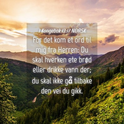 Picture 04 - 1 Kongebok 13:17 NORSK - For det kom et ord til mig fra Herren: Du skal - Bible Verse Picture