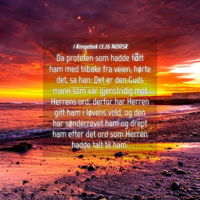 Picture 04 - 1 Kongebok 13:26 NORSK - Da profeten som hadde fått ham med tilbake fra - Bible Verse Picture
