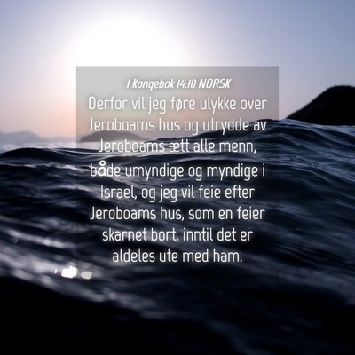 Picture 04 - 1 Kongebok 14:10 NORSK - Derfor vil jeg føre ulykke over Jeroboams hus og - Bible Verse Picture