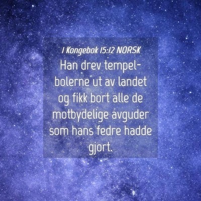 Picture 04 - 1 Kongebok 15:12 NORSK - Han drev tempel-bolerne ut av landet og fikk bort - Bible Verse Picture