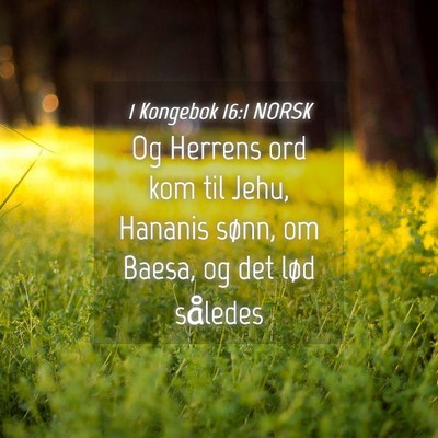 Picture 04 - 1 Kongebok 16:1 NORSK - Og Herrens ord kom til Jehu, Hananis sønn, om - Bible Verse Picture
