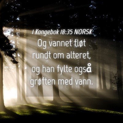 Picture 04 - 1 Kongebok 18:35 NORSK - Og vannet fløt rundt om alteret, og han fylte - Bible Verse Picture
