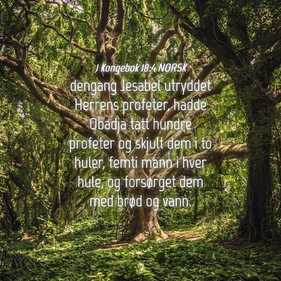 Picture 04 - 1 Kongebok 18:4 NORSK - dengang Jesabel utryddet Herrens profeter, hadde - Bible Verse Picture