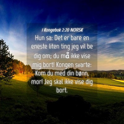 Picture 04 - 1 Kongebok 2:20 NORSK - Hun sa: Det er bare en eneste liten ting jeg vil - Bible Verse Picture