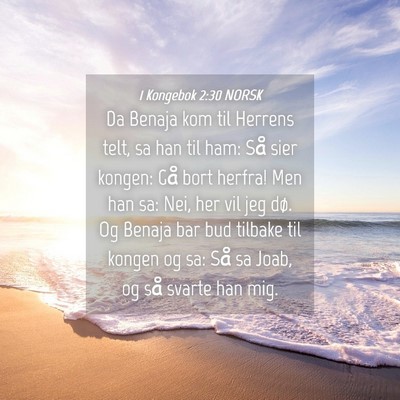 Picture 04 - 1 Kongebok 2:30 NORSK - Da Benaja kom til Herrens telt, sa han til ham: - Bible Verse Picture