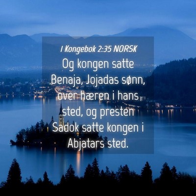 Picture 04 - 1 Kongebok 2:35 NORSK - Og kongen satte Benaja, Jojadas sønn, over - Bible Verse Picture
