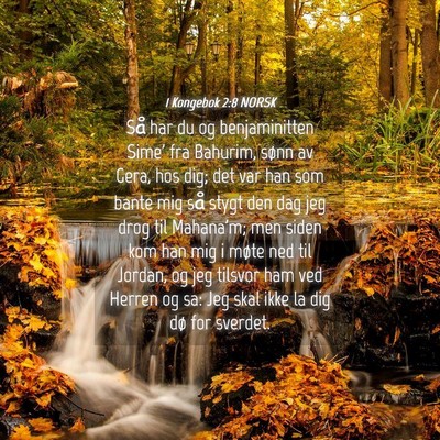 Picture 04 - 1 Kongebok 2:8 NORSK - Så har du og benjaminitten Sime' fra Bahurim, - Bible Verse Picture
