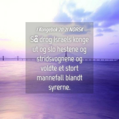 Picture 04 - 1 Kongebok 20:21 NORSK - Så drog Israels konge ut og slo hestene og - Bible Verse Picture