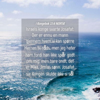 Picture 04 - 1 Kongebok 22:8 NORSK - Israels konge svarte Josafat: Der er ennu en mann - Bible Verse Picture
