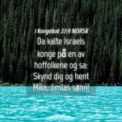 Picture 04 - 1 Kongebok 22:9 NORSK - Da kalte Israels konge på en av hoffolkene og - Bible Verse Picture