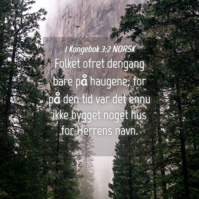 Picture 04 - 1 Kongebok 3:2 NORSK - Folket ofret dengang bare på haugene; for på - Bible Verse Picture