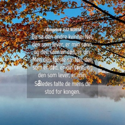 Picture 04 - 1 Kongebok 3:22 NORSK - Da sa den andre kvinne: Nei, den som lever, er - Bible Verse Picture