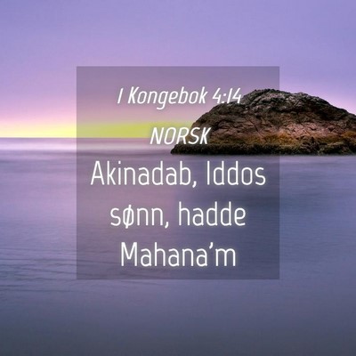 Picture 04 - 1 Kongebok 4:14 NORSK - Akinadab, Iddos sønn, hadde - Bible Verse Picture
