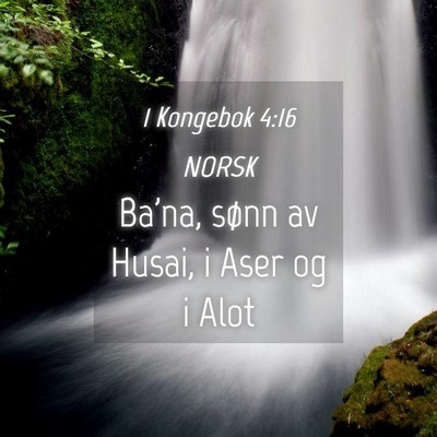 Picture 04 - 1 Kongebok 4:16 NORSK - Ba'na, sønn av Husai, i Aser og i - Bible Verse Picture
