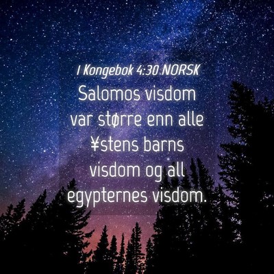 Picture 04 - 1 Kongebok 4:30 NORSK - Salomos visdom var større enn alle ¥stens barns - Bible Verse Picture