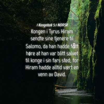 Picture 04 - 1 Kongebok 5:1 NORSK - Kongen i Tyrus Hiram sendte sine tjenere til - Bible Verse Picture