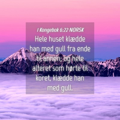 Picture 04 - 1 Kongebok 6:22 NORSK - Hele huset klædde han med gull fra ende til - Bible Verse Picture