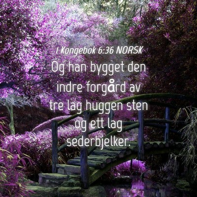 Picture 04 - 1 Kongebok 6:36 NORSK - Og han bygget den indre forgård av tre lag - Bible Verse Picture