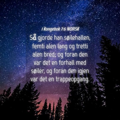 Picture 04 - 1 Kongebok 7:6 NORSK - Så gjorde han søilehallen, femti alen lang og - Bible Verse Picture