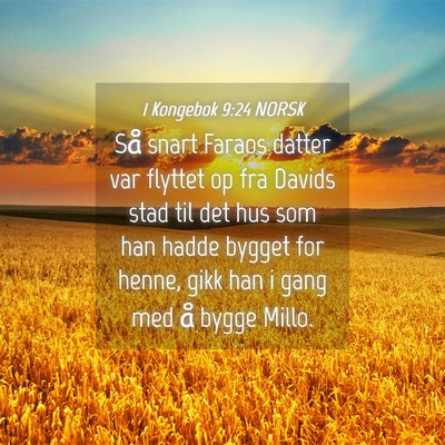 Picture 04 - 1 Kongebok 9:24 NORSK - Så snart Faraos datter var flyttet op fra Davids - Bible Verse Picture