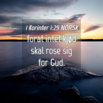 Picture 04 - 1 Korinter 1:29 NORSK - forat intet kjød skal rose sig for - Bible Verse Picture