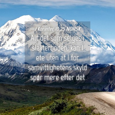 Picture 04 - 1 Korinter 10:25 NORSK - Alt det som selges i slakterboden, kan I ete uten - Bible Verse Picture