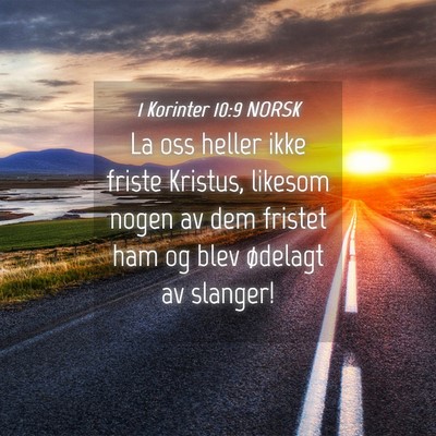 Picture 04 - 1 Korinter 10:9 NORSK - La oss heller ikke friste Kristus, likesom nogen - Bible Verse Picture
