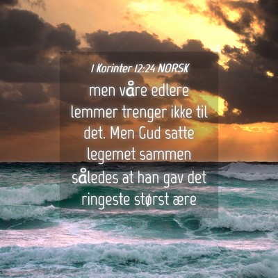 Picture 04 - 1 Korinter 12:24 NORSK - men våre edlere lemmer trenger ikke til det. Men - Bible Verse Picture
