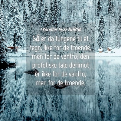 Picture 04 - 1 Korinter 14:22 NORSK - Så er da tungene til et tegn, ikke for de - Bible Verse Picture