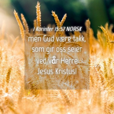 Picture 04 - 1 Korinter 15:57 NORSK - men Gud være takk, som gir oss seier ved vår - Bible Verse Picture