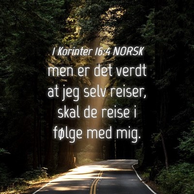 Picture 04 - 1 Korinter 16:4 NORSK - men er det verdt at jeg selv reiser, skal de - Bible Verse Picture