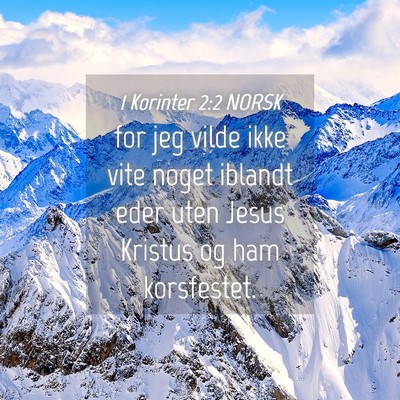 Picture 04 - 1 Korinter 2:2 NORSK - for jeg vilde ikke vite noget iblandt eder uten - Bible Verse Picture