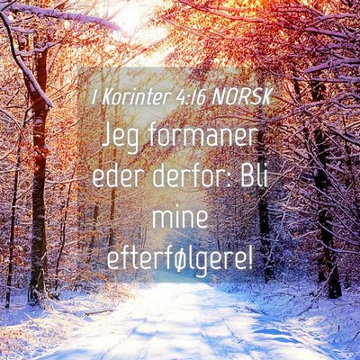 Picture 04 - 1 Korinter 4:16 NORSK - Jeg formaner eder derfor: Bli mine - Bible Verse Picture