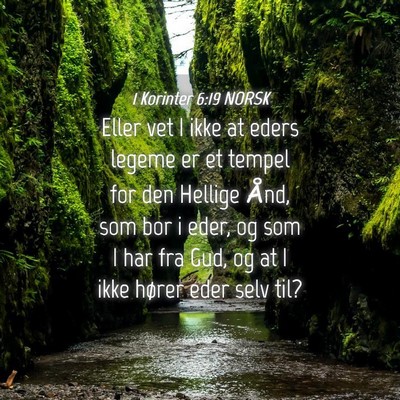Picture 04 - 1 Korinter 6:19 NORSK - Eller vet I ikke at eders legeme er et tempel for - Bible Verse Picture