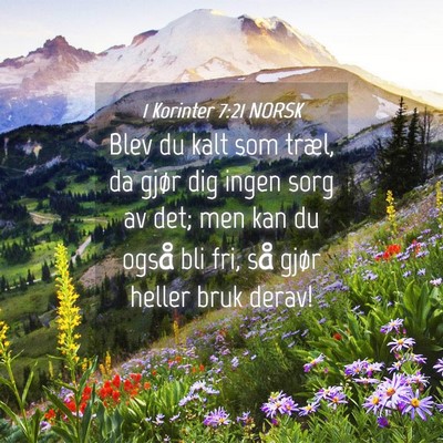 Picture 04 - 1 Korinter 7:21 NORSK - Blev du kalt som træl, da gjør dig ingen sorg - Bible Verse Picture