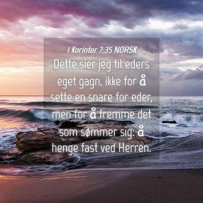 Picture 04 - 1 Korinter 7:35 NORSK - Dette sier jeg til eders eget gagn, ikke for å - Bible Verse Picture