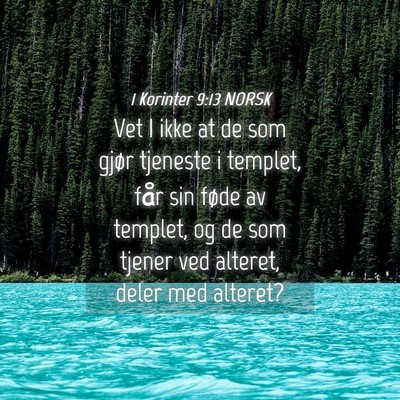 Picture 04 - 1 Korinter 9:13 NORSK - Vet I ikke at de som gjør tjeneste i templet, - Bible Verse Picture