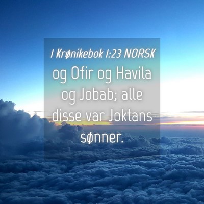 Picture 04 - 1 Krønikebok 1:23 NORSK - og Ofir og Havila og Jobab; alle disse var - Bible Verse Picture