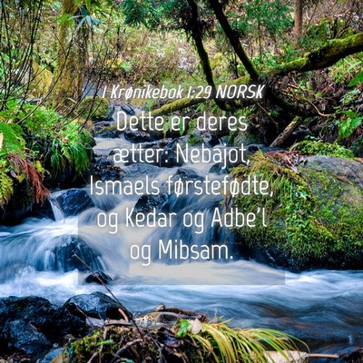 Picture 04 - 1 Krønikebok 1:29 NORSK - Dette er deres ætter: Nebajot, Ismaels - Bible Verse Picture