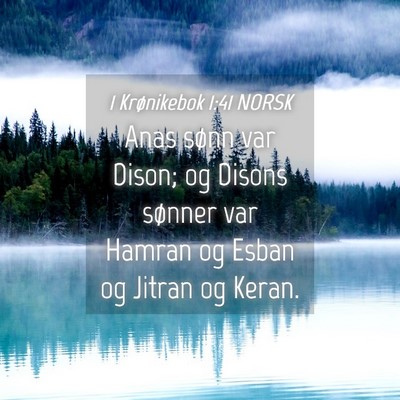 Picture 04 - 1 Krønikebok 1:41 NORSK - Anas sønn var Dison; og Disons sønner var - Bible Verse Picture