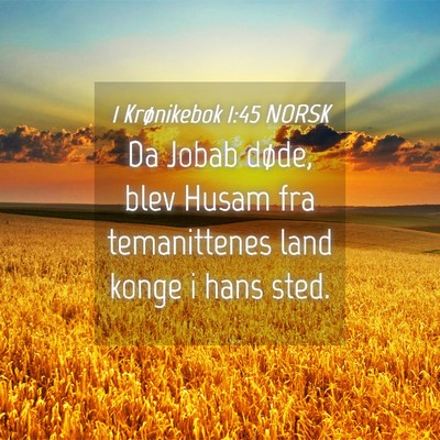 Picture 04 - 1 Krønikebok 1:45 NORSK - Da Jobab døde, blev Husam fra temanittenes land - Bible Verse Picture
