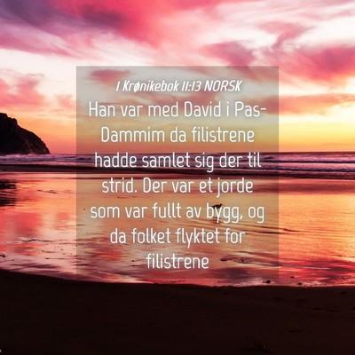 Picture 04 - 1 Krønikebok 11:13 NORSK - Han var med David i Pas-Dammim da filistrene - Bible Verse Picture