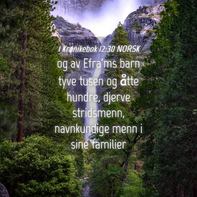 Picture 04 - 1 Krønikebok 12:30 NORSK - og av Efra'ms barn tyve tusen og åtte hundre, - Bible Verse Picture