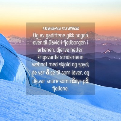 Picture 04 - 1 Krønikebok 12:8 NORSK - Og av gadittene gikk nogen over til David i - Bible Verse Picture