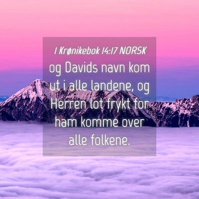Picture 04 - 1 Krønikebok 14:17 NORSK - og Davids navn kom ut i alle landene, og Herren - Bible Verse Picture