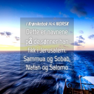 Picture 04 - 1 Krønikebok 14:4 NORSK - Dette er navnene på de sønner han fikk i - Bible Verse Picture